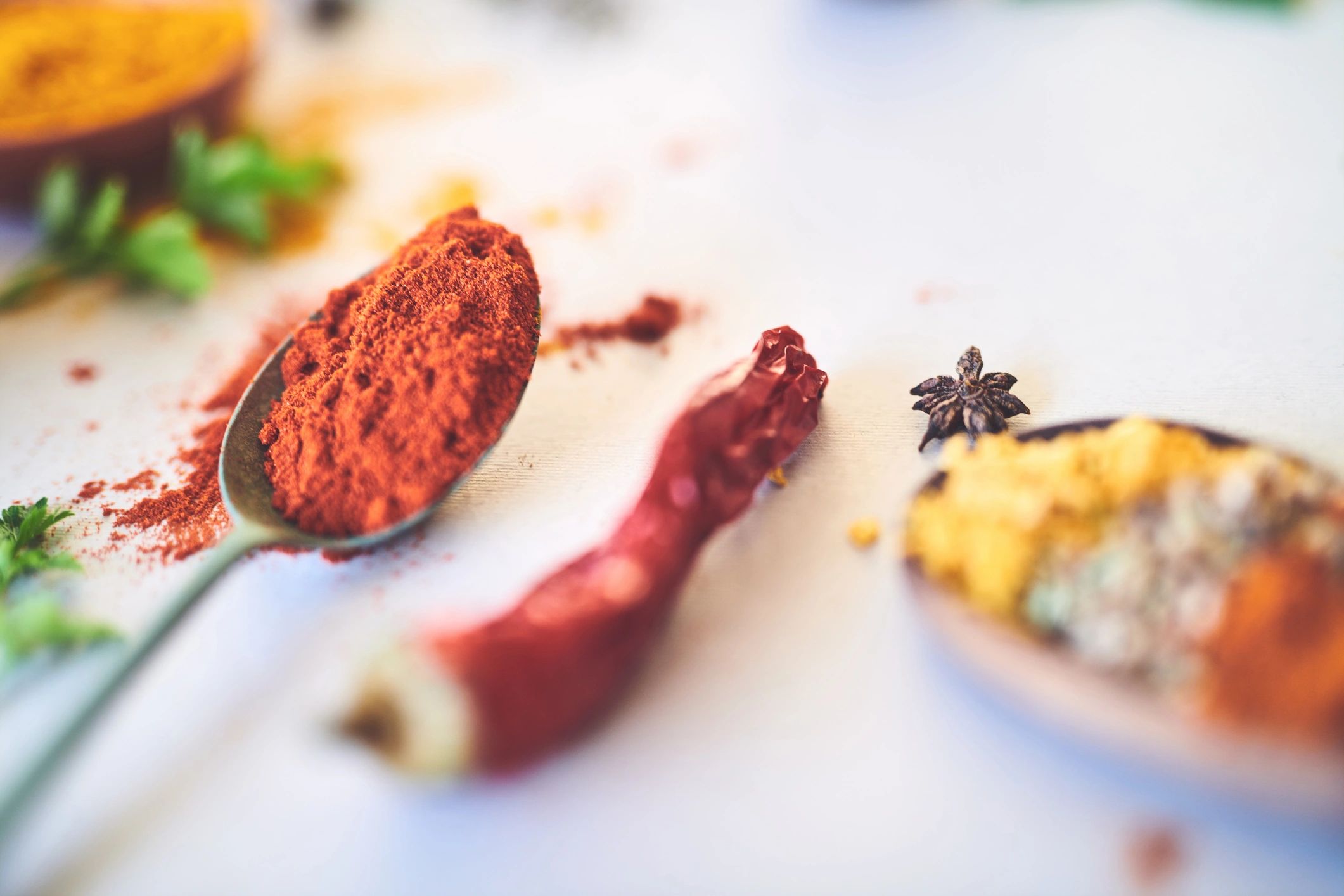 Assortment of spices for rustic home cooking