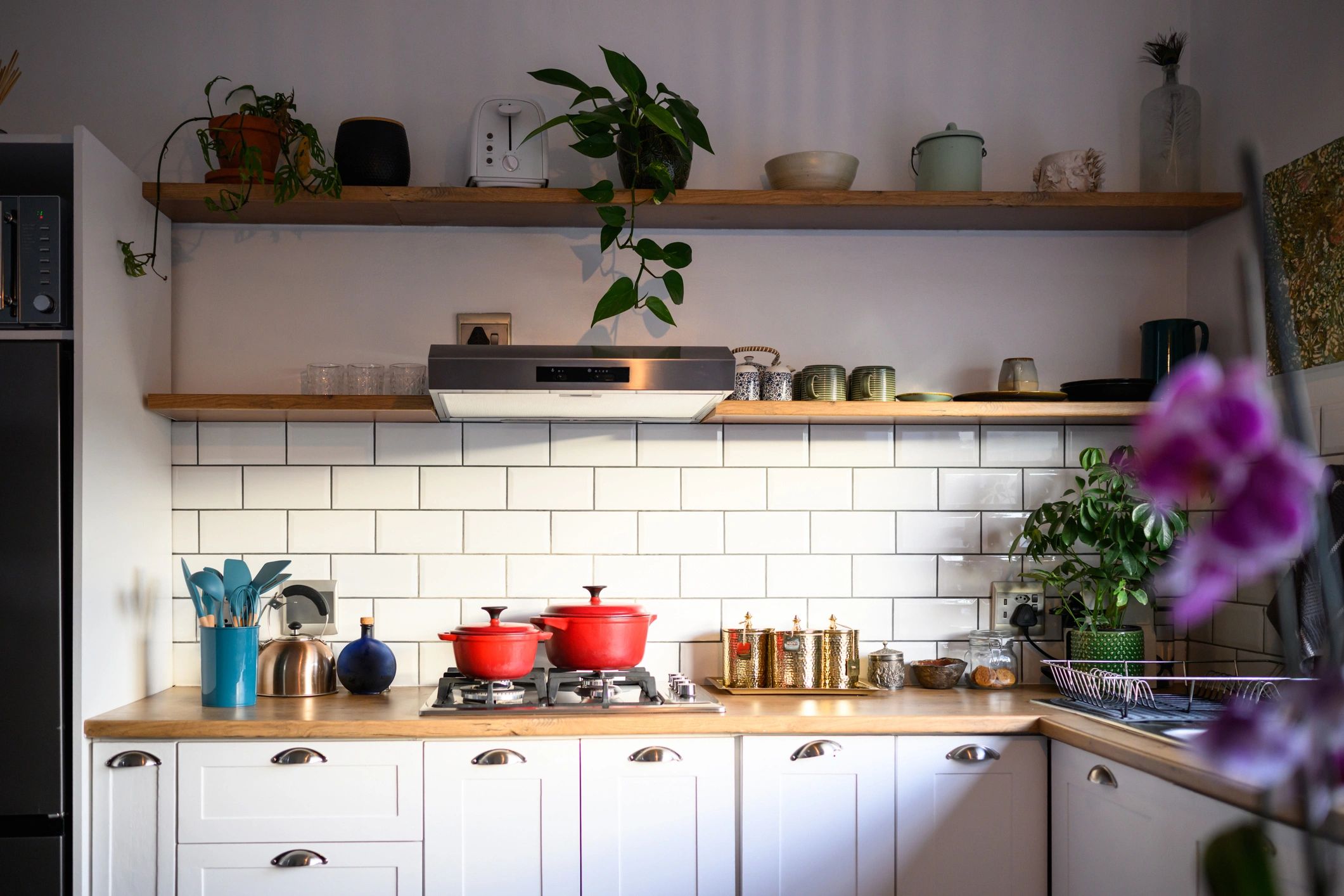Warm rustic kitchen for Hungry Hun Homestead contact page