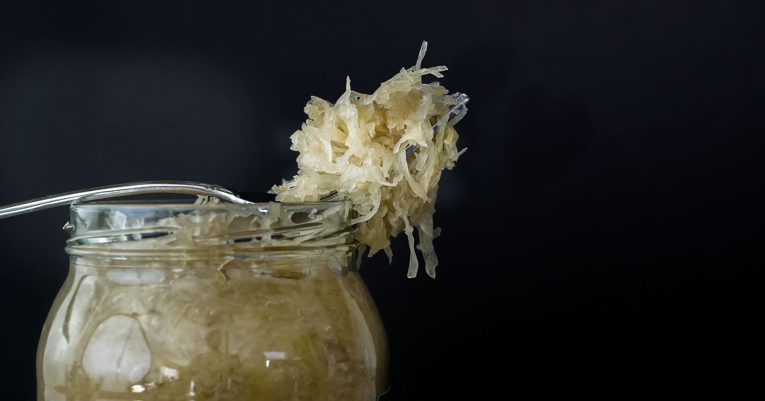 Homemade sauerkraut in a jar
